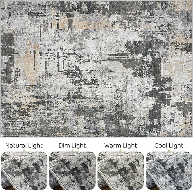 10x14 Area Rugs Living Room: Washable Large Abstract Modern Soft Rug Stain Resistant Indoor Floor Non Slip Accent Carpet for Bedroom Nursery Playroom Office Dining Room Dorm Home House- Black Gold