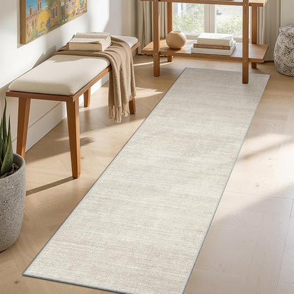 Valenrug Runner Rugs 2x8 - Stain Resistant 2x8 Rugs Runners for Hallways Living Room, Non Slip Runner Rugs for Bedroom, Folable Machine Washable Hallway Runner (2'x8', Beige)