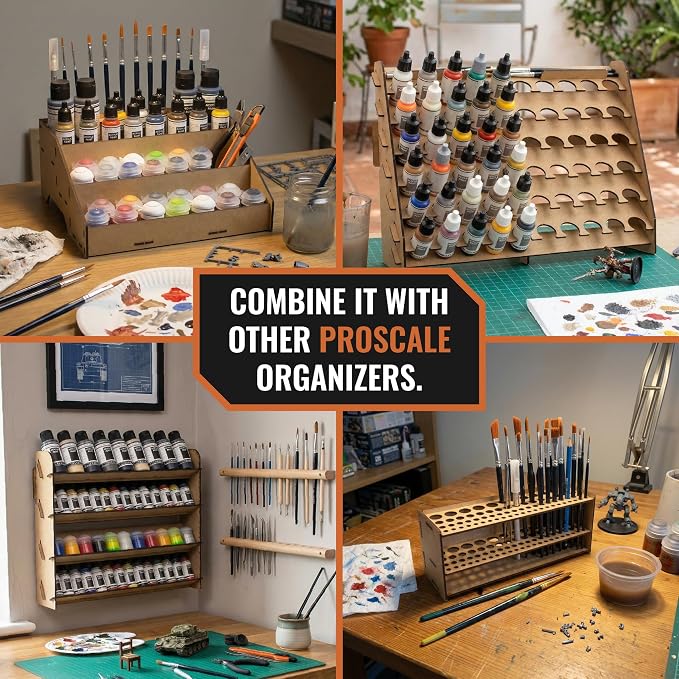 PROSCALE 2x Brush Holder & Tool Organizer for Hobby, Miniatures & Art, Tabletop Paint Station Accessory for Brushes, Hobby Tools and Small Accessories, Clean Desk + Fast Access