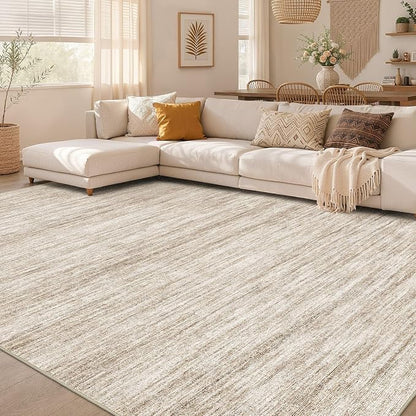 Nakagishi 6X8 Area Rugs Living Room: Washable Large Vintage Rug Neutral Non-Slip Soft Stain Resistant Indoor Carpet for Bedroom Nursery Dining Room Office Playroom - Dark Brown