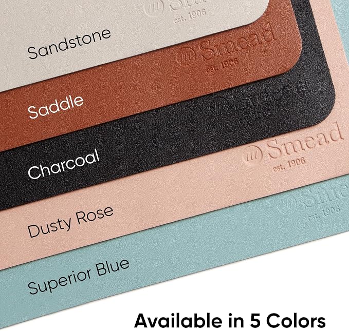Smead Desk Pad, Vegan Leather Desk Mat with Non-Slip Faux Suede Backing, Perfect Desk Organizer for Office Decor, 31.5” x 15.7” Medium, Saddle (64832)
