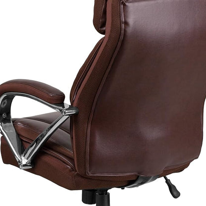Flash Furniture Hercules Series High-Back Swivel LeatherSoft Office Chair, Ergonomic Executive Chair with Headrest and Adjustable Height, Brown
