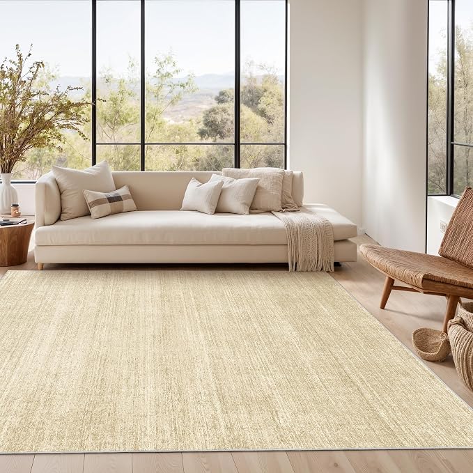Valenrug Washable Rug 6x9 - Stain Resistant 6x9 Area Rugs for Living Room, Non Slip Backing Printed Rugs for Bedroom, Folable Machine Washable Area Rug (6'x9', Tan)