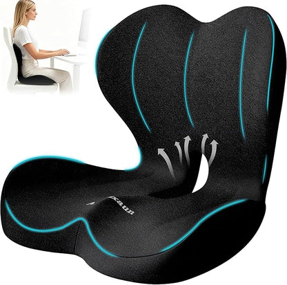 Memory Foam Seat Cushion for Office Chair and Car Seat | Sciatica & Hip & Coccyx Pain Relief Desk Chair Cushion for Long Sitting Office Workers, Car Drivers, Wheelchair, Home