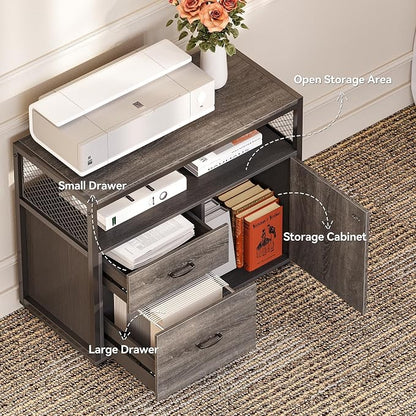 LITTLE TREE 63-Inch Office Desk with 31.5-Inch Lateral File Cabinet, Study Writing Desk Computer Desk for Home Office
