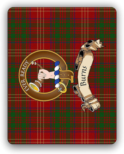 Burns Scottish Clan Tartan Crest Computer Mouse Pad