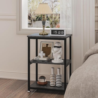 VECELO Tall End Side Table,30" Height Nightstand with 3-Tier Storage Shelf for Living Room Bedroom Office Hallway Study