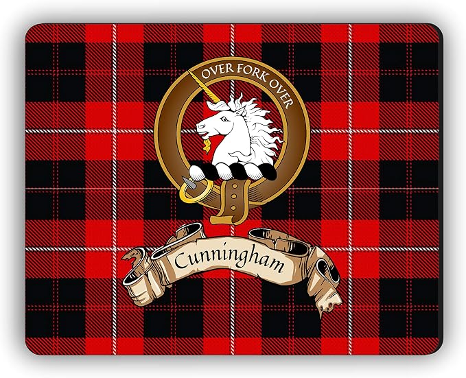 Scottish Clan Cunningham Tartan Crest Computer Mouse Pad