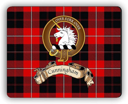 Scottish Clan Cunningham Tartan Crest Computer Mouse Pad