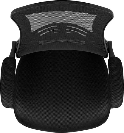Flash Furniture Kelista Mid-Back Black Mesh Swivel Ergonomic Task Office Chair with Flip-Up Arms - Set of 5