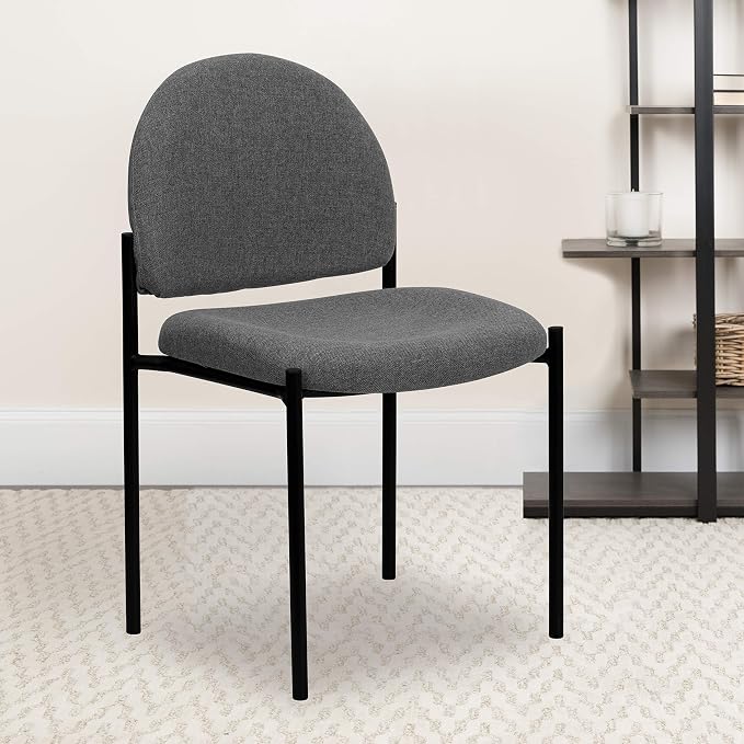 Flash Furniture Tania Comfort Gray Fabric Stackable Steel Side Reception Chair