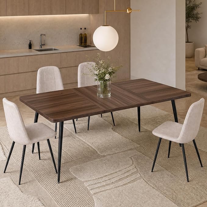 VASAGLE 70.9" Dining Table for 6-8 People, Modern Kitchen Table, Heat-Resistant Tabletop, Quick Assembly, for Dining Room, Natural Walnut and Ink Black, Island Collection UKDT108K101S