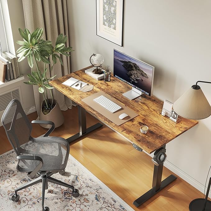 Agilestic Electric Standing Desk, 63 x 24 Inches Height Adjustable Desk, Sit Stand up for Work Office Home, Ergonomic Rising Computer Table with Memory Preset, Rustic Brown