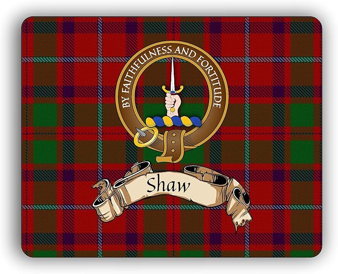 Shaw Scottish Clan Tartan Crest Computer Mouse Pad