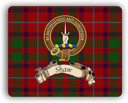 Shaw Scottish Clan Tartan Crest Computer Mouse Pad