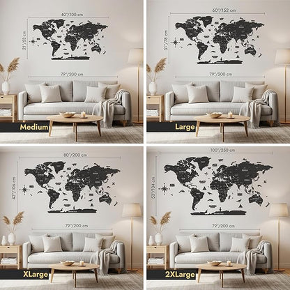 Colorfull Worlds, Multilayer 3D Wooden World Map, Travel Map States and Capitals, Wall Decor For New House, Gift For Travelers, Office Decor, Birthday Present, Living Room Decoration (2XL, Tuana)