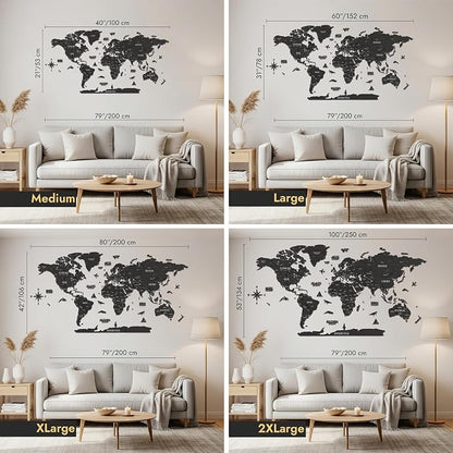 Colorfull Worlds, Multilayer 3D Wooden World Map, Travel Map States and Capitals, Wall Decor For New House, Gift For Travelers, Office Decor, Birthday Present, Living Room Decoration (L, Tuana)