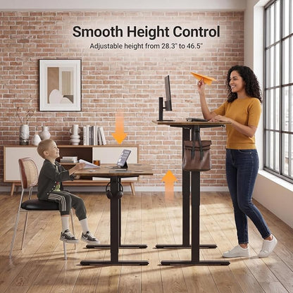 Claiks Electric Standing Desk, 32 x 19 Inch Small Height Adjustable Sit Stand Desk for Home Office, Computer Desk with Memory Presets, Cable Management&Headphone Hooks, 156 lbs Capacity, Rustic Brown