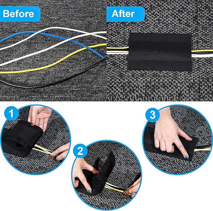 WILLBOND Carpet Cord Cover Cable Protector Floor Cover Cable Protector Management Only for Commercial Office Carpet(9.84 ft,Black)