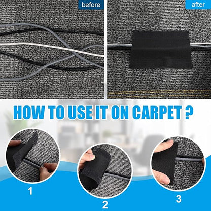 WILLBOND Carpet Cord Cover Cable Protector Floor Cover Cable Protector Management Only for Commercial Office Carpet(29.53 ft,Black)