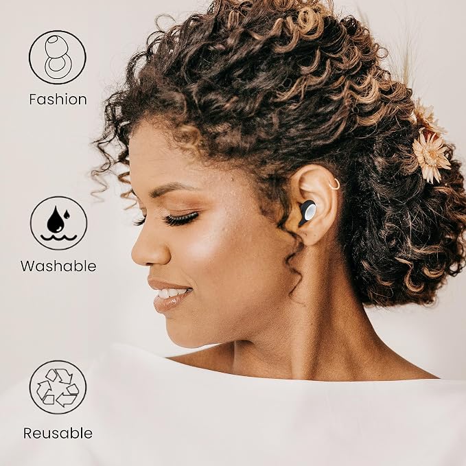 Ear Plugs for Noise Reduction, Reusable High Fidelity Earplugs for Concerts, Musicians, Motorcycles, Study, Parent, Party, Flights & Noise Sensitivity, 25-30dB Noise Cancelling Black White