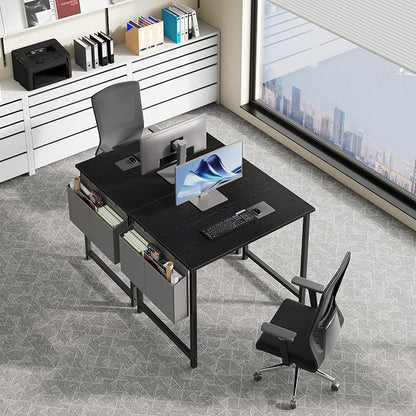 NEWBULIG Small Computer Desk for Bedroom 32 Inch Home Office Desks for Small Spaces Writing Gaming Work Study Table with Storage Bag Black