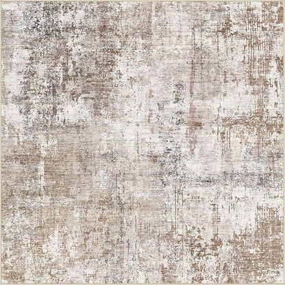 UERMEI Square Area Rugs : Washable 5x5 Neutral Modern Abstract Carpet for Living Room Bedroom - Soft Floor Mat with Non Slip Backing for Kitchen Nursery Dorms Farmhouse Home Decor - Brown/Grey/Red