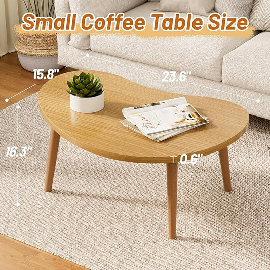 Small Coffee Table, Low Table with Solid Wood Legs, 23.6" Mini Mango Accent Table Side End Table, Floor Table Desk for Sitting on The Floor, Coffee Tea Table for Living Room, Dorm, Apartment, Natural