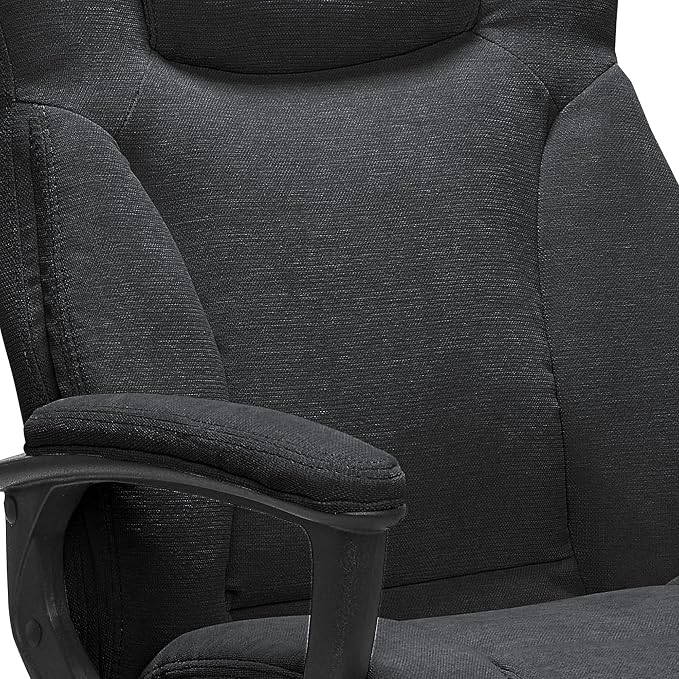 Serta Connor Executive Office Chair, Ergonomic Computer Chair with Layered Body Pillows, Contoured Lumbar, Adjustable Seat, Microfiber Fabric, Black