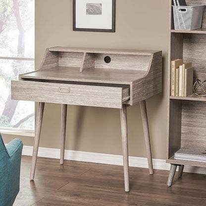 Christopher Knight Home Ellison Mid-Century Modern Fiberboard Home Office Desk, Grey Oak Finish