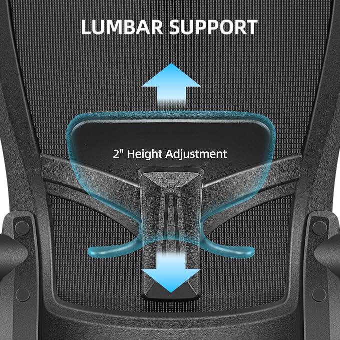 FelixKing Office Chair, Desk Chair with Adjustable Lumbar Support, Ergonomic Computer Chair with High Back and Armrest, Adjustable Height Gaming Chair Home Office Swivel Chair(Black)