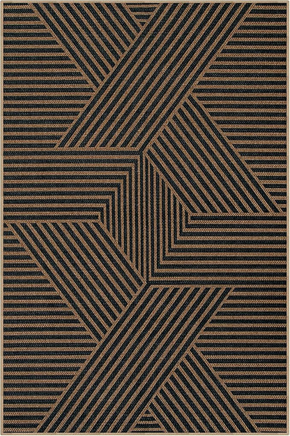 Lahome Modern Geometric Easy Jute Carpet, 6x9 Area Rugs for Living Room Outdoor Patio Washable Indoor Outdoor Dining Room Rug, Farmhouse Large Non Slip Carpet for Bedroom Backyard Office