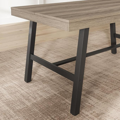 GarveeHome Industrial Dining Table for 2-4, 55" Heavy Duty Rectangular Kitchen Table with 2"×2" Metal Legs, Small Space Dining Table for Kitchen, Dining Room (Grey Walnut, 55" Non-extendable)