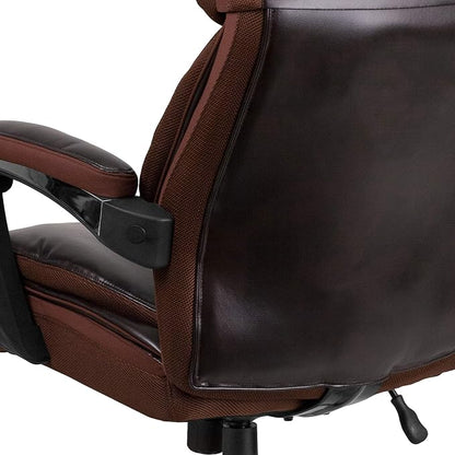 Flash Furniture Hercules Series High-Back Swivel LeatherSoft Office Chair, Ergonomic Executive Chair with Headrest and Adjustable Height, Brown