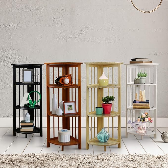 Casual Home 4-Shelf Corner Folding Bookcase, Natural