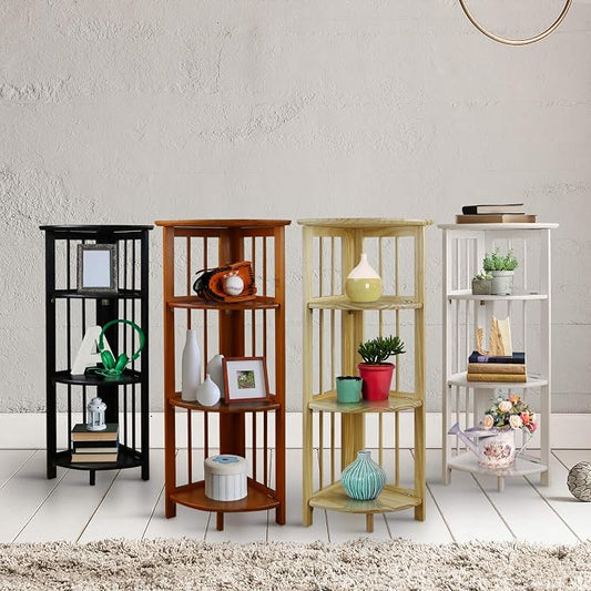 Casual Home 4-Shelf Corner Folding Bookcase, Natural