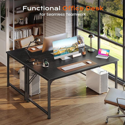 PRAISUN 47 X 24 Inch Computer Desk with Power Outlets & USB-C Port, Office Desk with Deeper Desktop, Study, Bedroom, Writing Work from Home Table, Metal Frame, Black