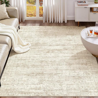 UERMEI 6x9 Area Rug Living Room Rugs - Washable Neutral Modern Abstract Soft Thin Rug Indoor Floor No Slip Rug Carpet for Bedroom Under Dining Table Home Office Decor - Beige/Brown