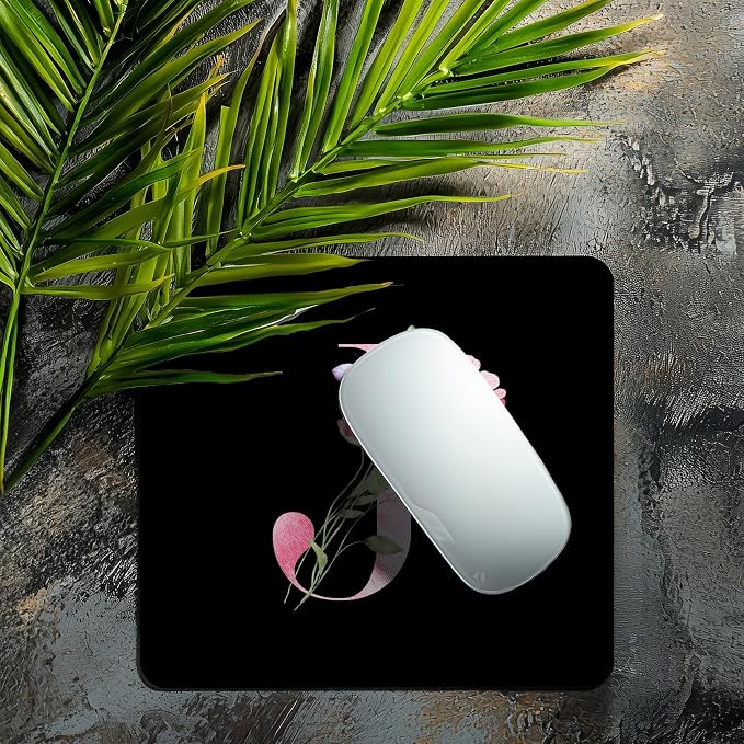 Mouse Pad Pinks Flowers Initial Letters Mousepad Desktop Laptop Computer Accessories Home Office Gaming Work Desk Computer Non-Slip Rubber Monogram Floral Alphabet A-Z mousepad (J)