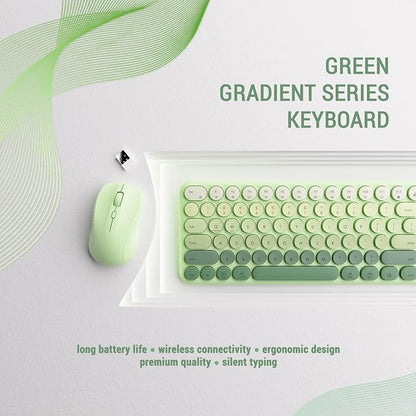 Wireless Keyboard and Mouse Combo, 2.4GHz USB Plug-and-Play, 110-key Design, Full-Size Ultra-Thin Silent Keyboard, Compatible with laptops/desktops/PCs (Gradient Cyan)