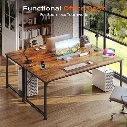 PRAISUN 54 X 24 Inch Computer Desk with Power Outlets & USB-C Port,Larger and Longer Office Desk with Deeper Desktop, Study, Bedroom, Writing Work from Home Table, Metal Frame, Rustic Brown