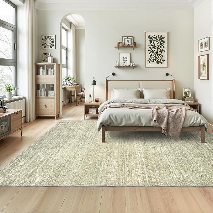 Valenrug Washable Rugs 4x6 - Stain Resistant 4x6 Area Rugs for Living Room, Non Slip Backing Printed Rugs for Bedroom, Folable Machine Washable Area Rug(4'x6', Green)