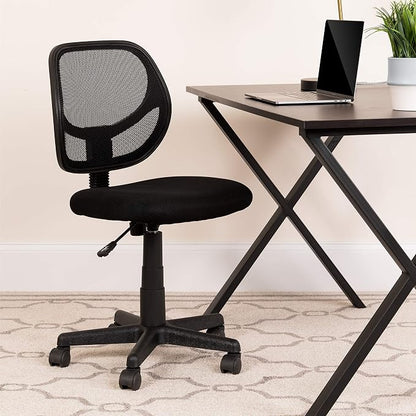 Flash Furniture Neri Low Back Black Mesh Swivel Task Office Chair with Curved Square Back