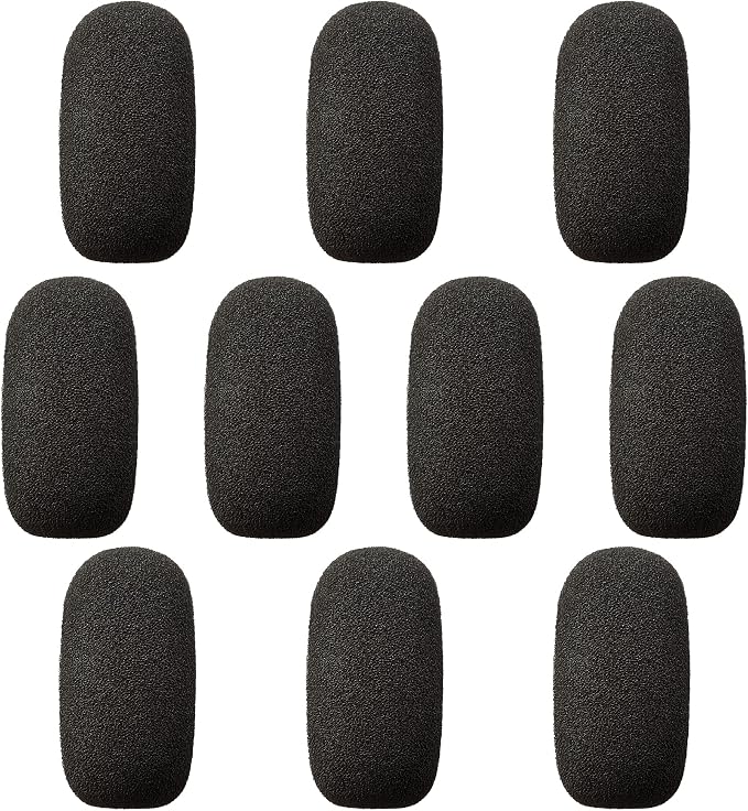10-Pack Small Foam Windscreens for Lavalier Mics - High-Density Foam Mic Covers for Headset Protection