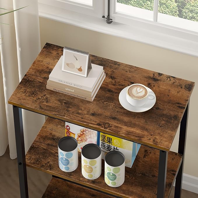 VECELO Tall End Side Table,30" Height Nightstand with 3-Tier Storage Shelf for Living Room Bedroom Office Hallway Study