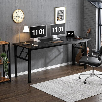 Need Folding Computer Desk, Large 62 inches Folding Table for Home Office, No Install Needed Foldable Writing Table Long Desk, Space-Saving, Black