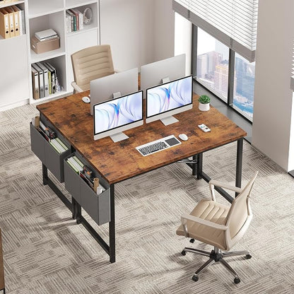 OLIXIS Computer Desk, 47 Inch Home Office Desks for Small Spaces, Writing Craft Study Gaming Table for Bedroom, Modern Computer Workstation with Storage Bag, Rustic Brown