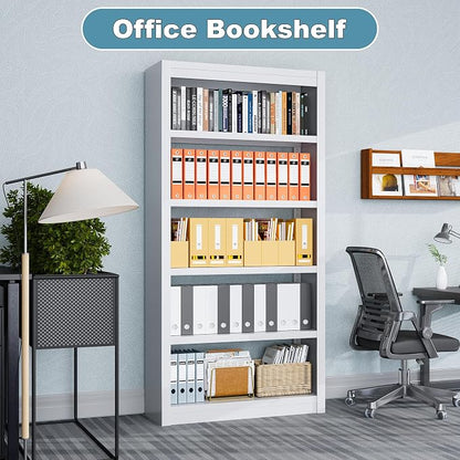 Bookcase, 5-Shelf Industrial Bookshelf, Large Storage Space, Adjustable Bookshelves, Perfect for Living Room, Home Office, Garage, Ideal for WFH Essentials & Home Office Upgrade