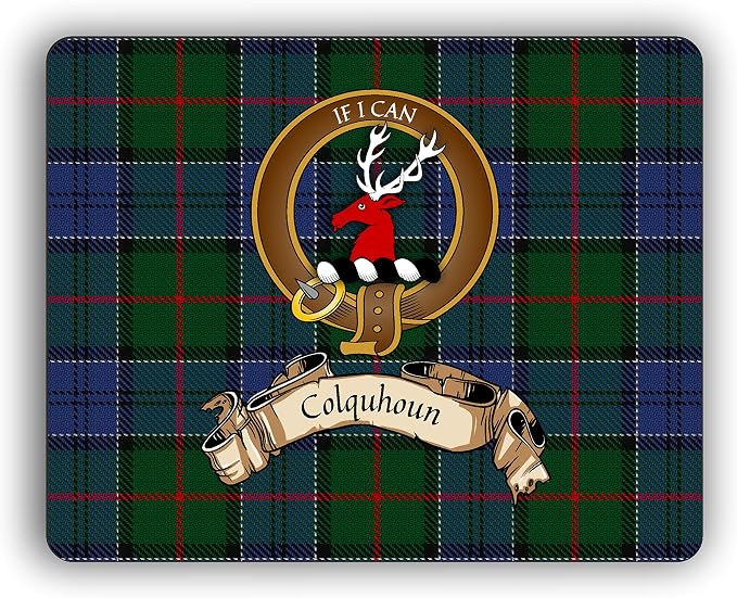 Scottish Clan Colquhoun Tartan Crest Computer Mouse Pad