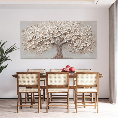 Canvas Wall Art Decor Prints Botanical Large Wall Art Pictures for Living Room Canvas Art Wall Decor Oversized Tree of Life Wall Art Decor Modern White Wall Art Prints Artwork for Walls Bedroom Office Decor 39" X 78"